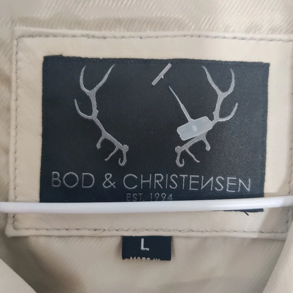 *Bod & Christensen Elegant Cream Leather Biker Jacket – Size L - Picture 5 of 12
